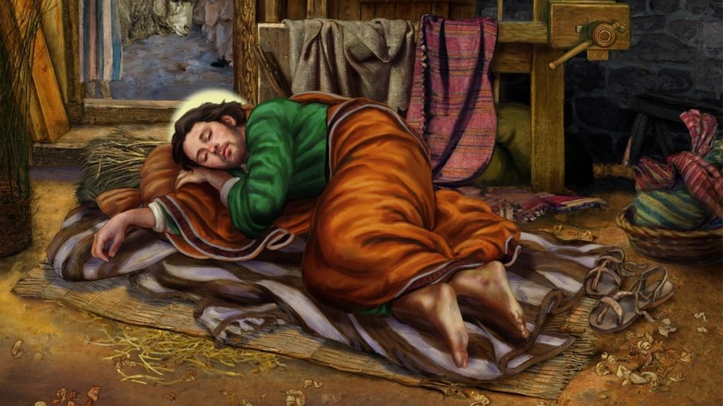 Сон святые люди. Saint Joseph sleeping. Сон сен. Wednesday is sleeping.